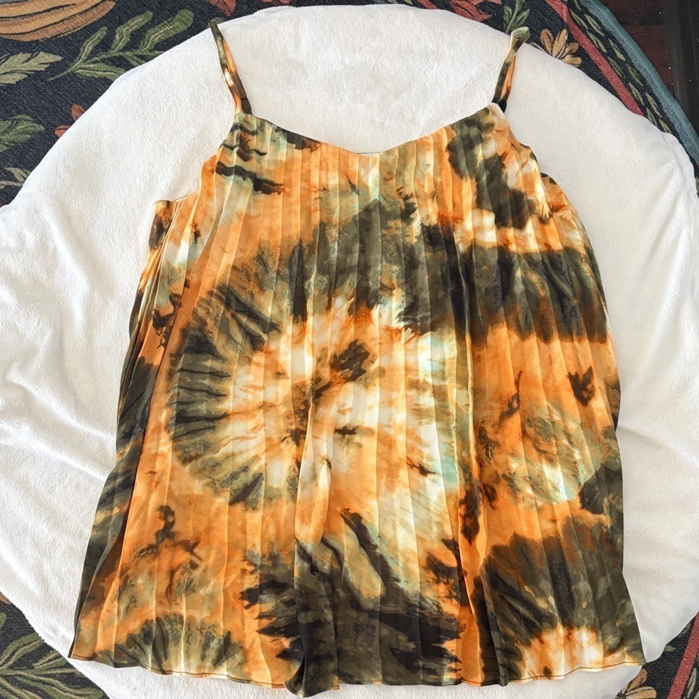 Tahari Tie-Dye Style Top - Orange and Black